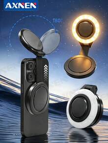 AXNEN Magnetic Phone Fill Light, Portable Rotation Selfie Fill Light, Rechargeable Large Capacity Battery, Warm/Cold/Natural Lighting, Adjustable Brightness Light, For Ios, Smart Phones, Laptop, Photography, Camera & Video, Perfect For Makeup Selfies - one-size - View 2