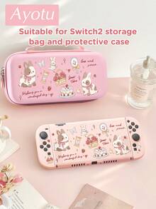 Ayotu مناسب لجهاز Switch 2 الجديد 2025، غلاف وحدة التحكم بنمط الأرنب والوردة والنجمة، مجموعة تشمل بطانية حماية، حقيبة تخزين، بطانية حماية لوحدة التحكم Joy-Con وإكسسوارات متعددة الأنماط الأخرى، خيار مثالي كهدية للعودة إلى المدرسة - مشاهدة 2