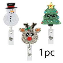 1pc Christmas Stretchable Badge, Snowman Elk Christmas Tree Acrylic Badge Clip, Suitable For Nurses, Doctors, Teachers, Homecoming Season, Halloween, Christmas - A - View 1