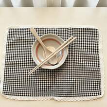 1pc/6pcs Vintage Style Floral Lace Tablecloth, Placemat, Decorative Cloth, Photography Backdrop, Napkin - Black - View 6