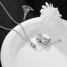 1pc Stainless Steel Cremation Pendant Necklace, Ashes Urn Necklace, Used To Hold Ashes, Hair, Memorial Pendant For Loved Ones - Silver - View 1