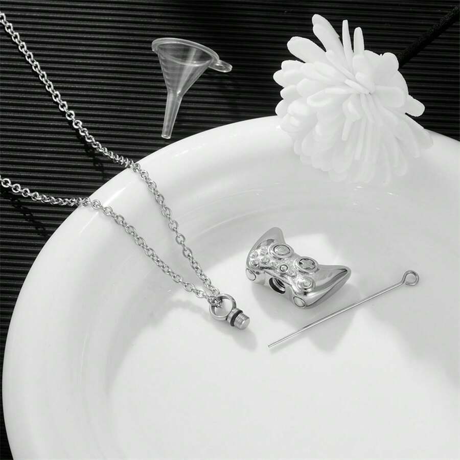 1pc Stainless Steel Cremation Pendant Necklace, Ashes Urn Necklace, Used To Hold Ashes, Hair, Memorial Pendant For Loved Ones - Silver - View 1