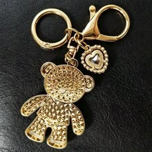 Móc khóa gấu hợp kim đính đá rhinestone sáng bóng, mặt treo chìa khóa ô tô, charm trang trí túi xách và ba lô, quà lưu niệm lễ hội tinh tế, quà tặng hoàn hảo cho bạn bè và gia đình mọi mùa - Màu sắc hình ảnh - Xem 4