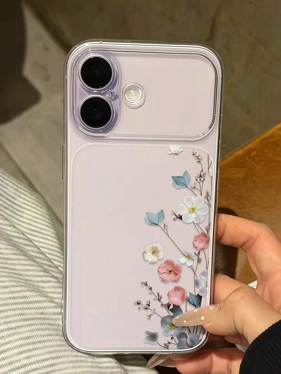 Pink & Blue Ditsy Floral TPU Transparent Pattern Phone Case Compatible With Apple 18/18Pro/18ProMax/17/17Pro/17ProMax/16/16Pro/16ProMax/15/15Pro/15ProMax/14/14Pro/14ProMax/13/13Pro/13ProMax/12/11 Fashionable Fresh Design Shockproof Minimalist Full Coverage Protective Cover High-Quality Shock-Absorbing Durable Gift For Friends Women's Daily Essential Phone Accessory - Clear - View 1