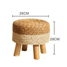 1PC Pastoral Style Woven Rattan Stool, Thick Woven Footstool For Home, Solid Wood Small Bench For Living Room Sofa, Entryway Shoe Bench, Creative Handmade Woven Stool For Balcony Leisure, Bedroom Vanity Stool, Coffee Table Footrest, B&B Retro Style Low Stool, Stable Solid Wood Frame Wear-Resistant Woven Surface Square Stool, Stackable Storage Guest Stool, Simple Nordic Style Home Footrest Low Stool - Multicolor - View 10