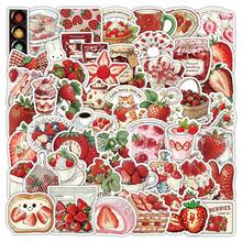 50 Retro Aesthetic Cartoon Strawberry Stickers For Luggage, Guitar, Computer, Phone, Scrapbook, And Cup Decoration - Multicolor - View 1