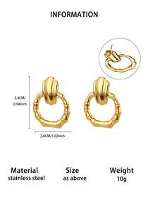 3 Pairs Fashion Irregular Round Earrings For Women Stainless Steel Geometric Earrings Wedding Party Jewelry Gifts - Gold - View 6