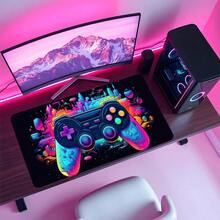 1pc Gaming Button Gaming Mouse Pad - Extended Keyboard Mouse Pad, Large Computer Laptop Gaming Mouse Pad, Large Desk Mat, Non-Slip Rubber Base Mouse Pad - View 2
