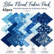 20pcs 25*25cm Blue Floral Print Fabric Set | Pre-Cut Quilt Fabric Squares, 20 Fashionable Floral Patterns, Suitable For Quilting, Patchwork, Sewing And DIY Crafts - Blue Series - View 14