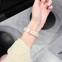 Watch Band, Multi-Functional Design, Minimalist & Durable, Dual-Color Pink Round Buckle Lychee Texture Strap, Asymmetric Design, Compatible With Xiaomi Band 10/9/8, Quick-Release Buckle Design, Supports NFC Version Sharing, Smart Sports Companion - Multicolor - View 4