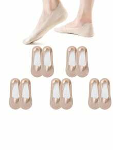 5 Pasang Kaos Kaki Wanita Bahan Sutra Es, Kaos Kaki Pendek Tipis Anti Selip untuk Musim Panas, Kaos Kaki Tak Terlihat untuk Sepatu Hak Tinggi, Kemasan Kartu Acak - MultiWarna - View 7