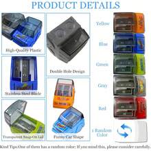 1pc Car-Shaped Manual Pencil Sharpener, Dual-Hole Handheld Pencil Sharpener, Suitable For Students, School, Classroom, Home, Office - Multiple Colors and Random Styles - View 6