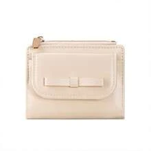 Korean Style Bowknot Short Wallet For Women, Minimalist PU Leather Multi-Card Slot Chain Coin Purse - Multicolor - View 12