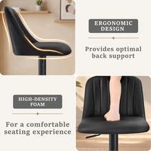 Goeurvant Height Adjustable Bar Stools 360° Swivel Breakfast Bar Chairs With Backrest And Matte Black Metal Base Modern Counter Stools For Living Room And Home Bar Set Of 2/4/6-Black PU Leather - Black PU Leather - View 6