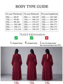 SUPGIR Plus Size Women V-Neck Straight Flare Sleeve Chiffon Spaghetti Strap Waist Design Elegant Fitted Evening Dress Vacation Fall - Burgundy - View 6