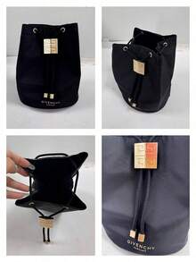 Givenchy Parfums Black 4G Logo Round Cosmetic Bag, Portable Handheld Travel Makeup Storage Pouch - Black - View 7