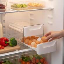 Clear Stackable Egg Holder Storage Container – Fridge Drawer Box & Kitchen Egg Basket Organiser - White - View 3
