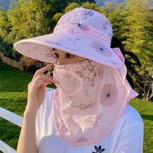 1Pc Women's Summer Sun Hat, Wide-Brim UV-Proof, Hats, Cap, Full-Face & Neck Coverage, For Daily, Park, Outdoor, Hiking & Vacations - Multicolor - View 4