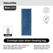 Naturehike CW400 Envelope Down Sleeping Bag, Portable Storage, Water-Resistant, Connectable, Outdoor Camping - Multicolor - View 10