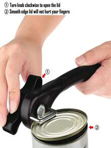 Manual Stainless Steel Can Opener, Smooth Edge Design, Soft Grip Handle And Easy-Turn Knob, Effortless Handheld Can Opener, Suitable For Home And Restaurant Kitchens - View 4