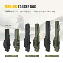 LEOFISHING 2-Layer Large Capacity Fishing Rod Bag, Waterproof Oxford Cloth Foldable Fishing Tackle Storage Case, Hand & Shoulder Carry Pole Bag Available In 100/130/150cm Sizes Green Black - Black - View 2