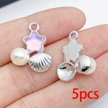 5/20pcs Silvery Ocean Charms Rhinestone Shell Starfish Mermaid Tail Dolphin Jellyfish Pendant For DIY Bracelet Necklace Jewelry Making Findings - Multicolor - View 17