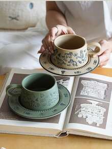 Creative Cat Coffee Cup Office Pour-Over Latte Coffee Cup Underglaze Color Kiln-Changed Ceramic Latte Art Cup - Multicolor - View 1