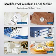 Marklife P50 White Thermal Label Maker, Inkless Printer, Portable Wireless Label Printer For Barcode, QR Code, Jewelry, Retail Clothing Tag, Labeling, Home, Office, Compatible With Phone Android, IOS, With 1 Roll Sticker - Multicolor - View 9