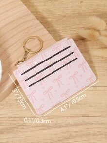 With A Chain Keychain Women's Credit Card Bag, Ultra-Thin Portable Cash, Credit Card, Coin Pocket Card Bag, Suitable For Carrying Around - Pink - View 8