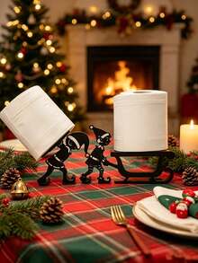 2pcs Christmas Elf Paper Towel Holder Set, Vertical Desktop Storage Rack, Decorative Storage, Kitchen Paper Towel Rack, Unique Christmas Elf Design, Suitable For Kitchen, Dining Room, Bathroom, Bedroom, Home Decor, Desktop Decoration, Table Decor, Decorative Ornament, Bathroom Accessories, Halloween, Christmas, Gift For Friends - Multicolor - View 5