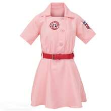 Teen Girls Rockford Peaches League Movie AAGPBL Customized Baseball Uniform Halloween Costume Personalized Cosplay Dress (Includes Belt) - Pink - View 4