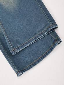 Quần jean denim ống đứng dáng rộng phong cách thời trang casual cho bé gái - Màu xanh lam - Xem 6