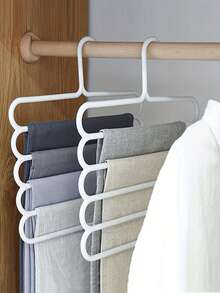3pcs/Set Home 5-Tier Plastic Hanging Clothes Rack, Multi-Functional Scarf Rack Plastic 5-Tier Storage Clothes & Pants Rack, Suitable For Organizing Pants, Scarves, Ties And Other Long Items. - Multicolor - View 6