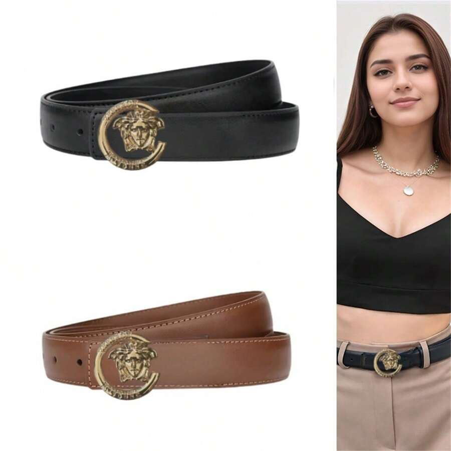 女款經典耐磨休閒百搭商務褲帶,新款 - 彩色 - 查看 1