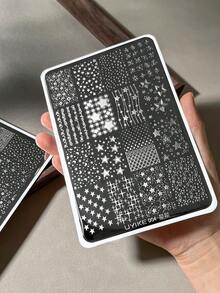 Star Nail Art Print Steel Plate Fine Star Dot Chain Mesh Pattern DIY Nail Transfer Template - Multicolor - View 7