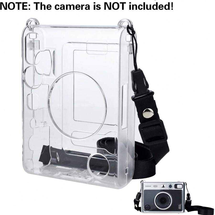 Crossbody Camera Crystal Protective Case Transparent Camera Protective Cover + Crossbody Shoulder Strap PVC Material Anti-Scratch Anti-Drop Camera Accessories Suitable For In-Stax Mini Crystal Shell Camera Transparent Protective Case Non-Yellowing Transparent Shell Travel Essential - View 1