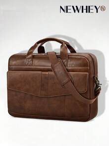 NEWHEY Men's Messenger Bag, 16-Inch Laptop Bag, PU Leather Briefcase, Vintage, Large Capacity Organizer, Work Business Travel, Professional Anti-Theft - Multicolor - View 10
