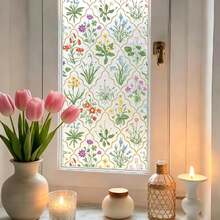 Film Privasi Jendela Motif Bunga, Stiker Kaca Tempel Statis Motif Bunga Botani Klasik untuk Jendela, Film Jendela Dekoratif untuk Rumah, Kamar Tidur, Ruang Tamu, dan Dapur - Stiker jendela motif bunga - View 1