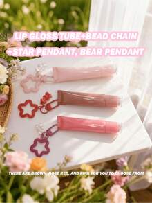 Y2k Keychain,Lip Gloss Keychain Making Kit,Includes One Bear Pendant And One Star Keychain,Halloween,Christmas Gifts(Empty Lip Gloss Tube,Refillable.) - Multicolor - View 6