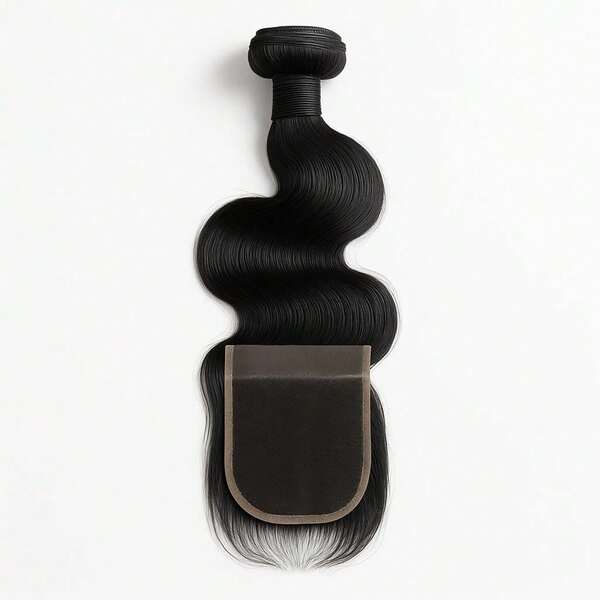 1 set tissage bundles avec closure en cheveux humains, closure lace 2x6, extensions de cheveux ondulés couleur naturelle pour usage quotidien