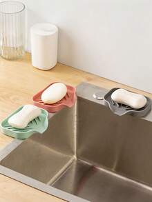 Self-Draining Silicone Soap Dish, No-Drill Wall-Mounted Soap Holder, Slanted Drainage Design For Quick Drying And No Water Accumulation, Space-Saving, Suitable For Bathroom, Kitchen, Vanity, Sink, Non-Slip Base, Gift For Homeowners And Renters - Multicolor - View 6