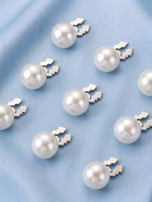 6/2/1Pc Elegant Large Pearl Button Covers Vintage Round Shirt Collar Button Caps Clip-On Cufflinks Decorative Clothing Accessories For Women - Multicolor - View 2