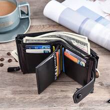 CAIBAOLAI Women's RFID Zipper Credit Card Wallet PU Leather Coin Purse Snap Button Tri-Fold Unisex Wallet,Wallets For Man - Multicolor - View 5