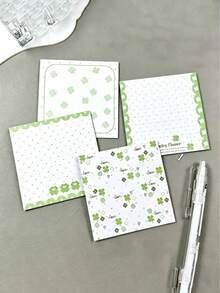 4pcs/Set Kertas Tempel Motif Daun Semanggi yang Sangat Menarik, Dapat Dipindahkan, Kertas Tempel Memo Minimalis Lucu untuk Pelajar, Ukuran 75*75mm, Bantalan Memo Kantor Kreatif, Perlengkapan Penting untuk Kembali ke Sekolah, Hadiah untuk Pelajar - Satu-Ukuran - View 5
