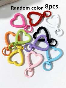 8/20/30/50pcs Colorful Rotating Heart-Shaped Lobster Clasp Keyring Spring Connectors, Suitable For Bags, Dog Leashes, DIY Jewelry Making Accessories - Heart Keychain - View 14