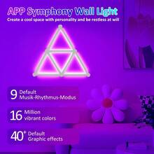 DIY 模組化 RGB 智慧壁燈,APP 控制幾何 LED 壁燈,音樂同步,1600 萬色 40+ 動態效果,易安裝模組化氛圍夜燈,適用於遊戲室、臥室、客廳、酒吧裝飾 - DIY燈具 - 查看 10