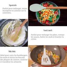 Lot de 12 Ustensiles de cuisine en silicone, résistants à la chaleur, antiadhésifs, passent au lave-vaisselle, ergonomiques, - couleur comme sur la photo - Voir 5