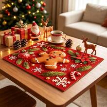 1pc Dish Drying Mat, Coffee Machine Mat, Christmas Red Plaid Coaster, High Absorbency Quick Dry Mat, Suitable For Kitchen Table, Bar Counter Decoration And Protection, Christmas Atmosphere Desktop Protection Mat, Multi-Purpose Drying Mat, Home Gift, Desktop Decor, Holiday Room Decoration Supplies - XYLSD-978 - View 4