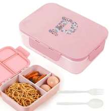3-Compartment Travel Bento Lunch Box With Flip Lid, Leak-Proof Portable Meal Container For Outdoor Activities, Breakfast And Meal Prep, Kitchen Accessory, Camping Essential, Rose Flower With 26 Alphabet Initials Pattern - Pink - View 10