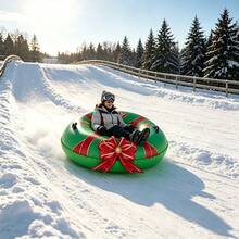 120CM Christmas Wreath Inflatable Snow Tube, Thickened PVC Adult Snow Sled Ring, Winter Outdoor Snow Field Play Prop - Multicolor - View 3